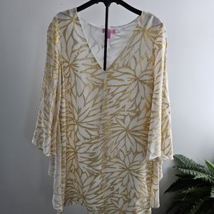 Lilly Pulitzer Gold and White Floral Dress